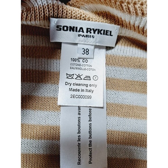SONIA RYKIEL Size‎ 38 EU White Beige Tan Knitted Striped Long Cardigan Sweater - Picture 11 of 13
